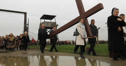 Z krzyżem wśród drutów kolczastych