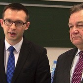  Krzysztof Kosiński, nowo wybrany prezydent Ciechanowa, i Adam Struzik, wybrany na kolejną kadencję marszałek województwa mazowieckiego