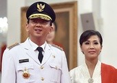 Basuki Purnama z żoną Veronicą podczas  uroczystości zaprzysiężenia na gubernatora stolicy Indonezji – Dżakarty