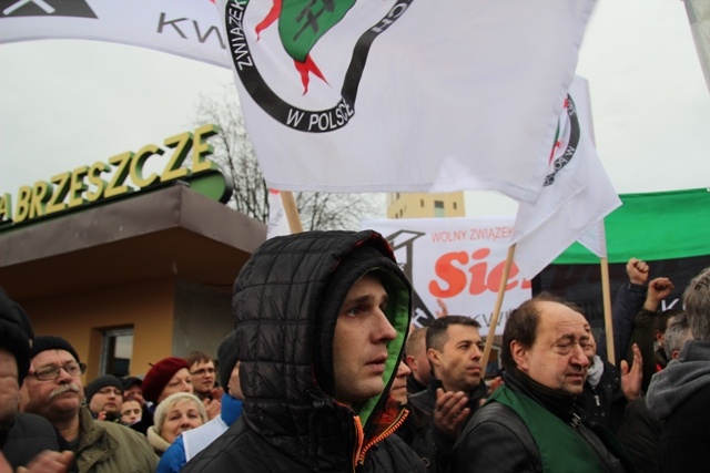 Manifestacja poparcia dla górników kopalni "Brzeszcze"