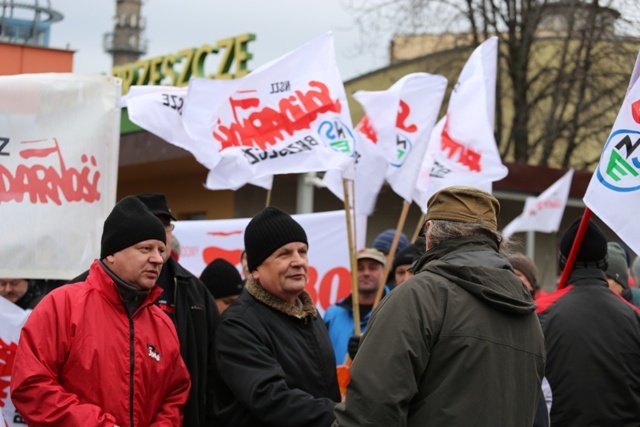 Manifestacja poparcia dla górników kopalni "Brzeszcze"