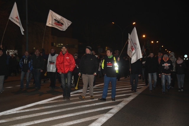 Protest mieszkańców pod kopalnią "Brzeszcze"