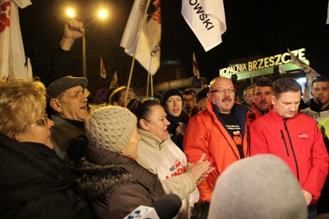 Protest mieszkańców pod kopalnią "Brzeszcze"