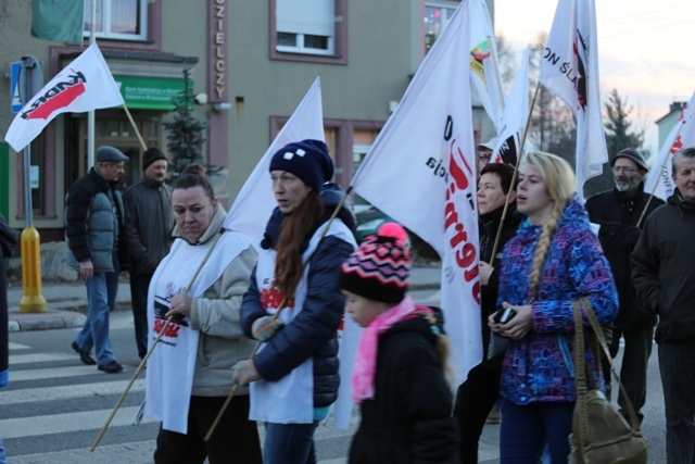 Protest mieszkańców pod kopalnią "Brzeszcze"