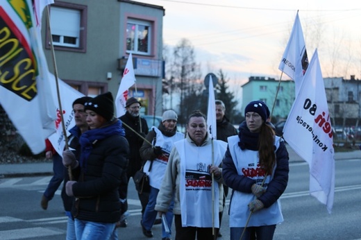 Protest mieszkańców pod kopalnią "Brzeszcze"