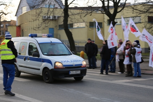 Protest mieszkańców pod kopalnią "Brzeszcze"