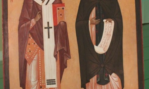 Ikona śś. Cyryla i Metodego namalowana przez siostry karmelitanki bose z Dysy dla Szkoły Ewangelizacji Cyryl i Metody