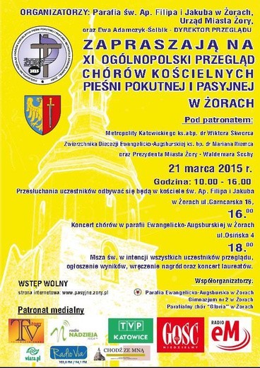 XI Ogólnopolski Przegląd Chórów Kościelnych Pieśni Pokutnej i Pasyjnej, Żory, 21 marca