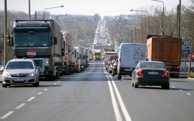 Radomska "siódemka" podczas protestu transportowców