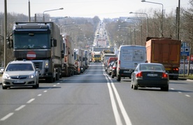 Radomska "siódemka" podczas protestu transportowców