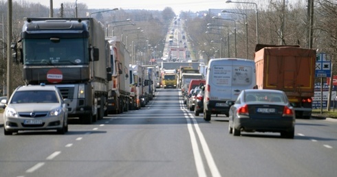 Radomska "siódemka" podczas protestu transportowców