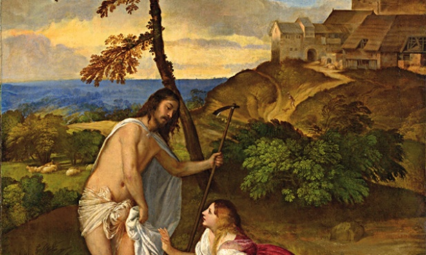 Tycjan (Tiziano Vecellio) „Noli me tangere”  olej na płótnie, 1511–1515 National Gallery, Londyn