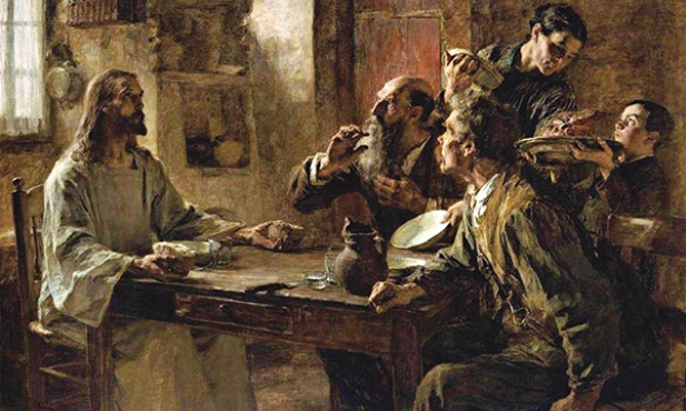 Léon-Augustine Lhermitte „Wieczerza w Emaus”  olej na płótnie, 1892 Muzeum Sztuk Pięknych, Boston