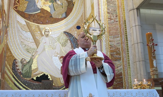 Piesi pielgrzymi w centrum Jana Pawła II