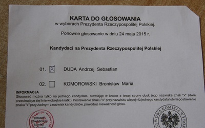 Różanica głosów między A. Dudą a B. Komorowskim wyniosła 6 proc. 