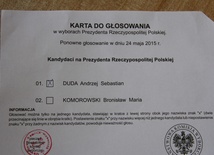 Różanica głosów między A. Dudą a B. Komorowskim wyniosła 6 proc. 