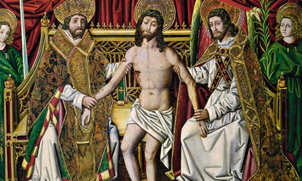 Miguel Ximenez „Trójca Święta” olej i tempera na desce, 1480–1490 Muzeum Prado, Madryt