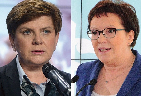 Beata Szydło jest kandydatką na premiera polskiego rządu, jeśli zbliżające się wybory wygra Prawo i Sprawiedliwość Po prawej: Ewa Kopacz chciałaby pozostać na fotelu premiera po nadchodzących wyborach parlamentarnych