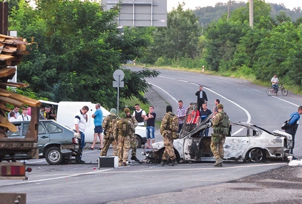 Okolice Mukaczewa po starciach Prawego Sektora z miejscową milicją