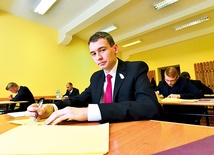 Wojciech Pawlina podczas pisemnej części egzaminu na Papieski Wydział Teologiczny