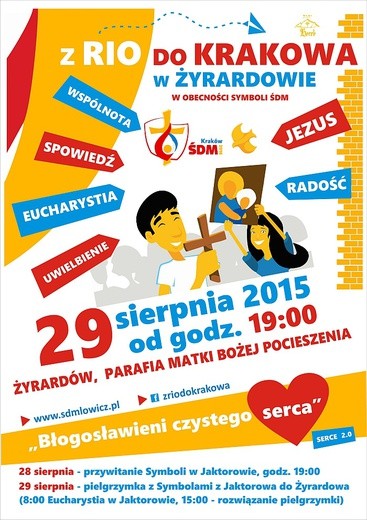 Plakat zapraszający na peregrynację symboli ŚDM i spotkanie młodzieży