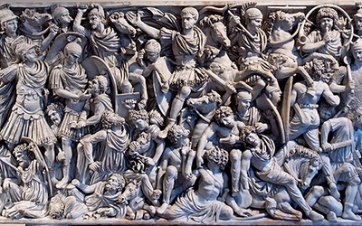 Płaskorzeźba na sarkofagu  z III wieku ukazująca bitwę Rzymian z Gotami