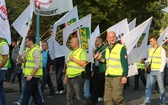 Manifestacja górników pod kopalnią "Brzeszcze"