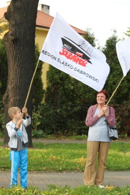 Manifestacja górników pod kopalnią "Brzeszcze"