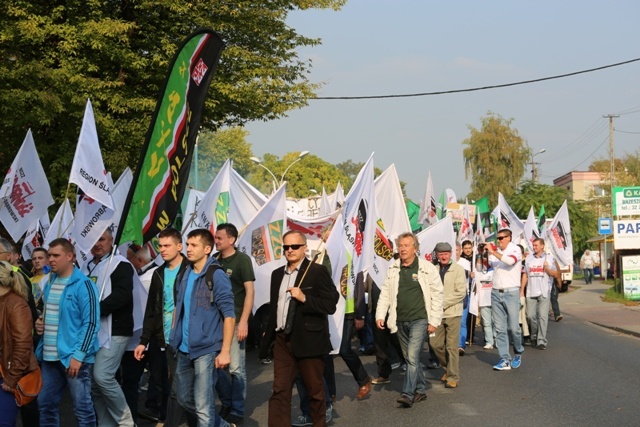 Manifestacja górników pod kopalnią "Brzeszcze"