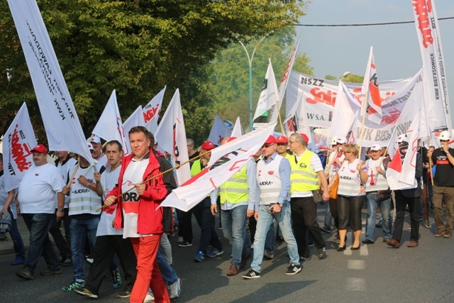 Manifestacja górników pod kopalnią "Brzeszcze"