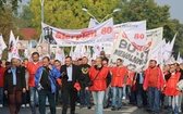 Manifestacja górników pod kopalnią "Brzeszcze"