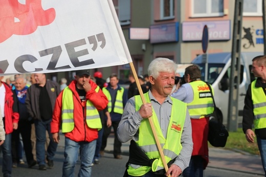 Manifestacja górników pod kopalnią "Brzeszcze"