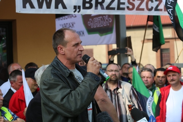 Manifestacja górników pod kopalnią "Brzeszcze"