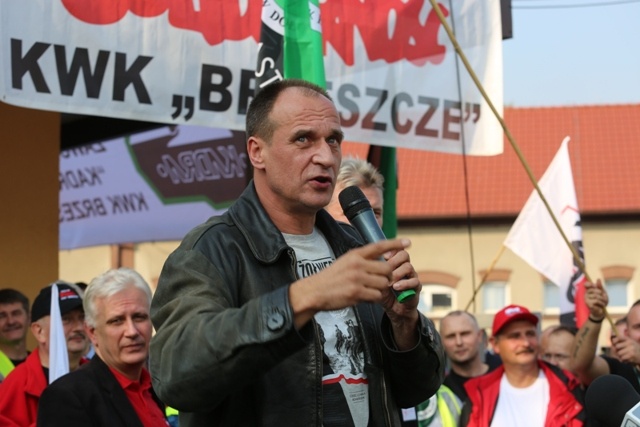 Manifestacja górników pod kopalnią "Brzeszcze"