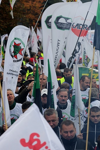 Protest górników w Rudzie Śląskiej