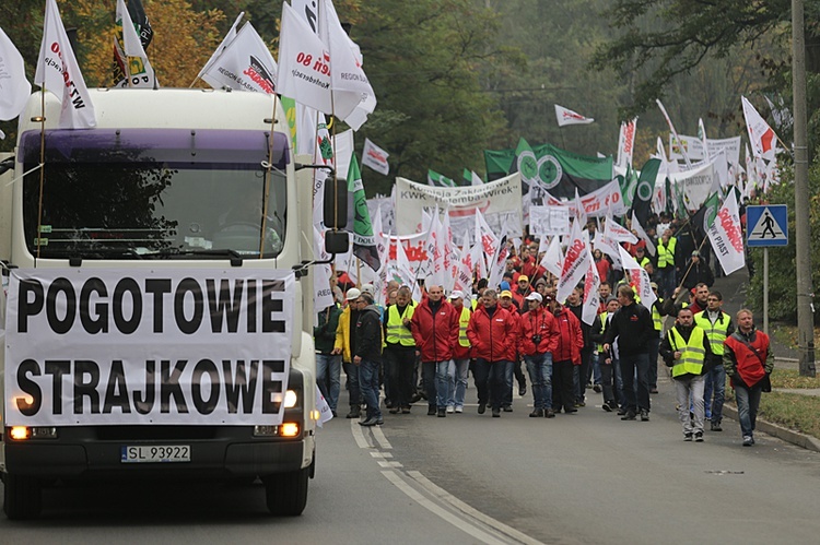 Protest górników w Rudzie Śląskiej