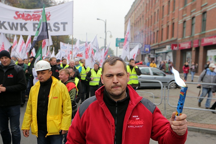 Protest górników w Rudzie Śląskiej