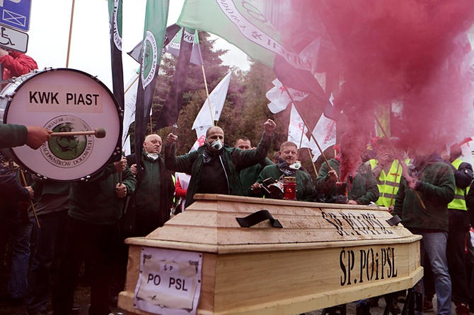 Protest górników w Rudzie Śląskiej