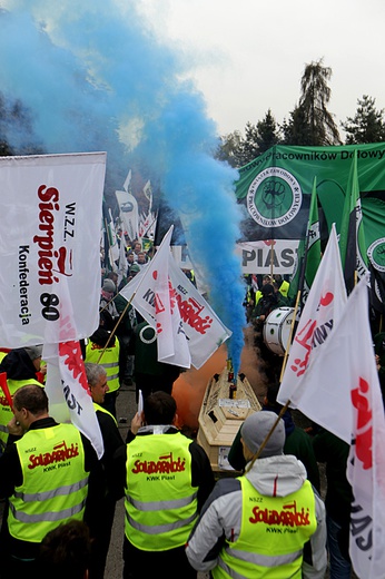 Protest górników w Rudzie Śląskiej