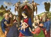 Piero di Cosimo „Maryja z Dzieciątkiem na tronie ze świętymi i aniołami” olej i tempera na desce, 1493 Muzeum Innocenti, Florencja