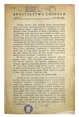  „Apostolstwo Chorych” ze stycznia 1938 r., zbiory ŚBC 