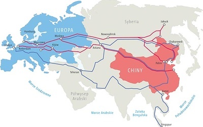 „Nowa” droga do chin (Na mapie pokazano tylko główne szlaki lądowe)