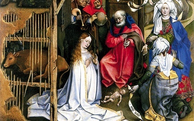 Robert Campin „Boże Narodzenie”  olej na desce, ok. 1435 Muzeum Sztuk Pięknych, Dijon