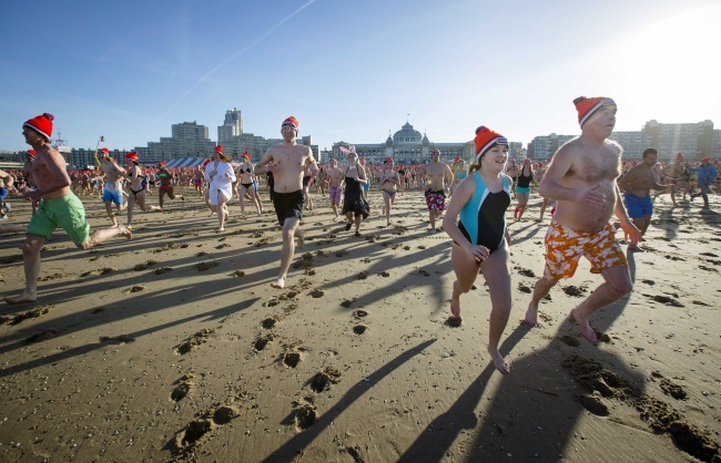 Noworoczna kąpiel w Morzu Północnym