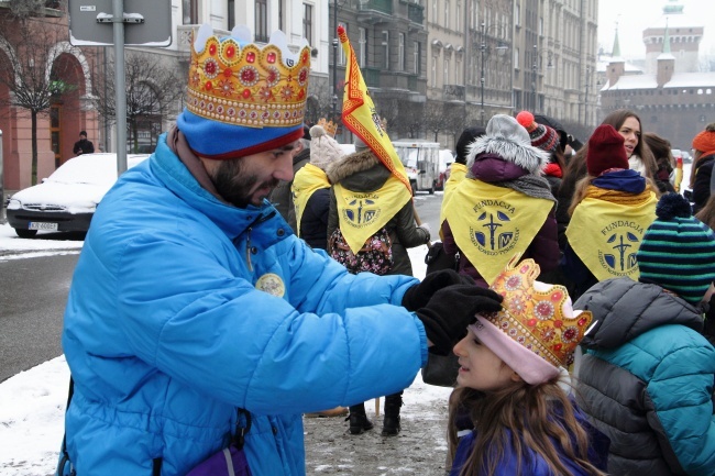 Krakowski Orszak Trzech Króli 2016 - człony niebieski i zielony