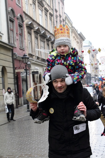 Krakowski Orszak Trzech Króli 2016 - człony niebieski i zielony