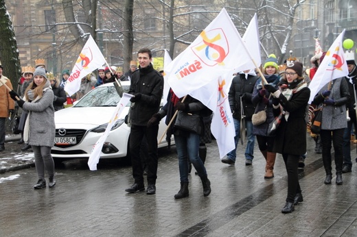 Krakowski Orszak Trzech Króli 2016 - człony niebieski i zielony