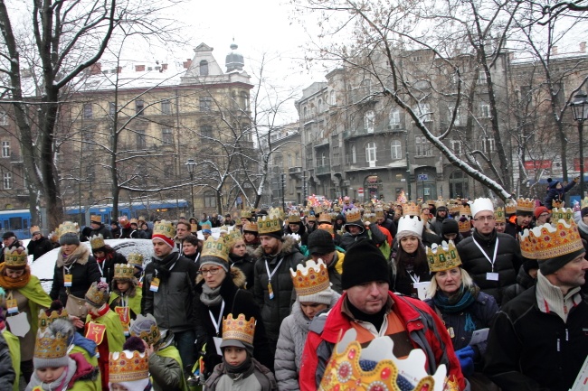 Krakowski Orszak Trzech Króli 2016 - człony niebieski i zielony