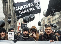 Protest frankowiczów 15.01.2016 r. na ulicach Warszawy