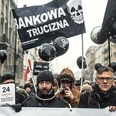 Protest frankowiczów 15.01.2016 r. na ulicach Warszawy